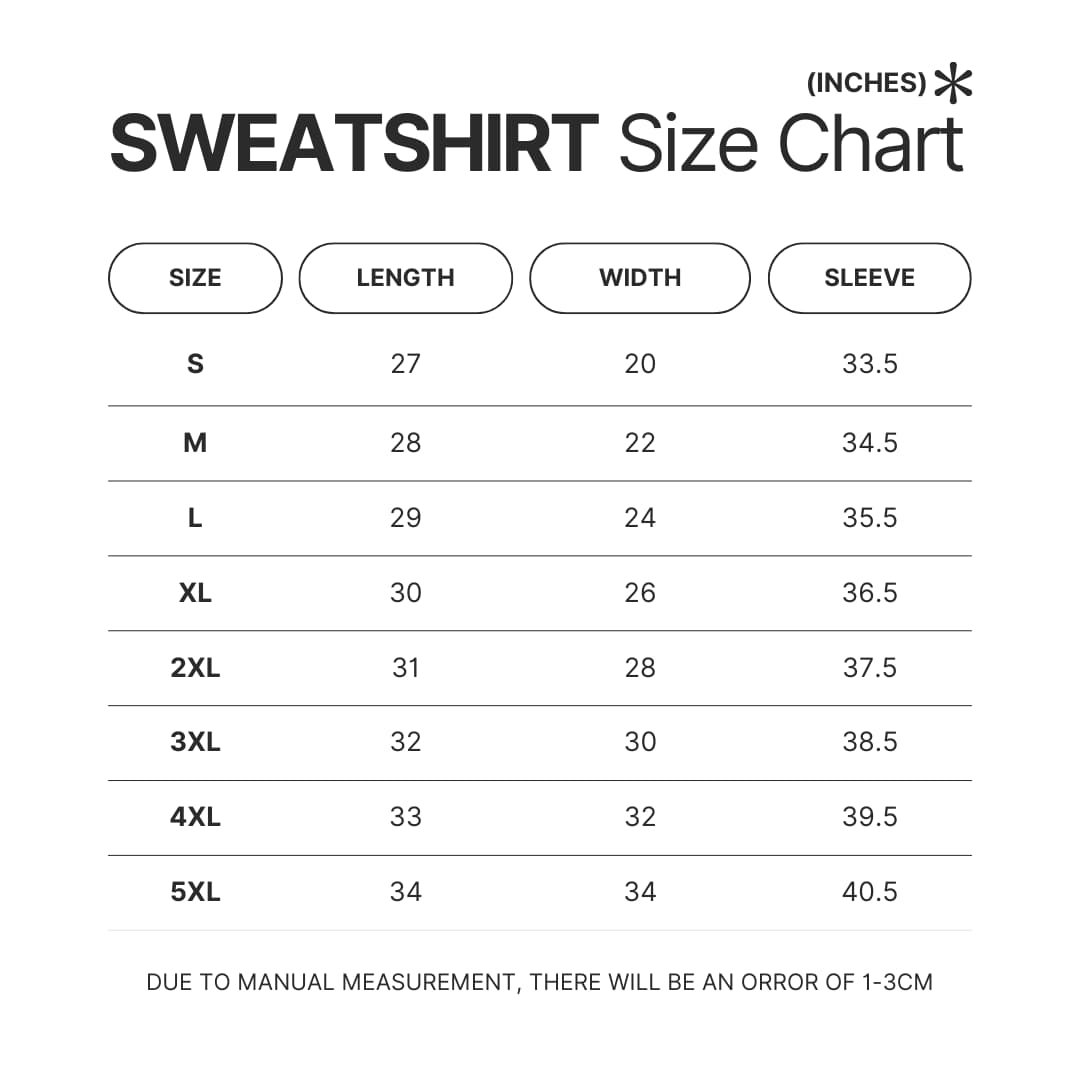 Sweatshirt Size Chart - Joe Rogan Store