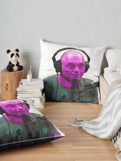 Joe Rogan Experience Podcast Portrait Illustration Throw Pillow Official Joe Rogan Merch